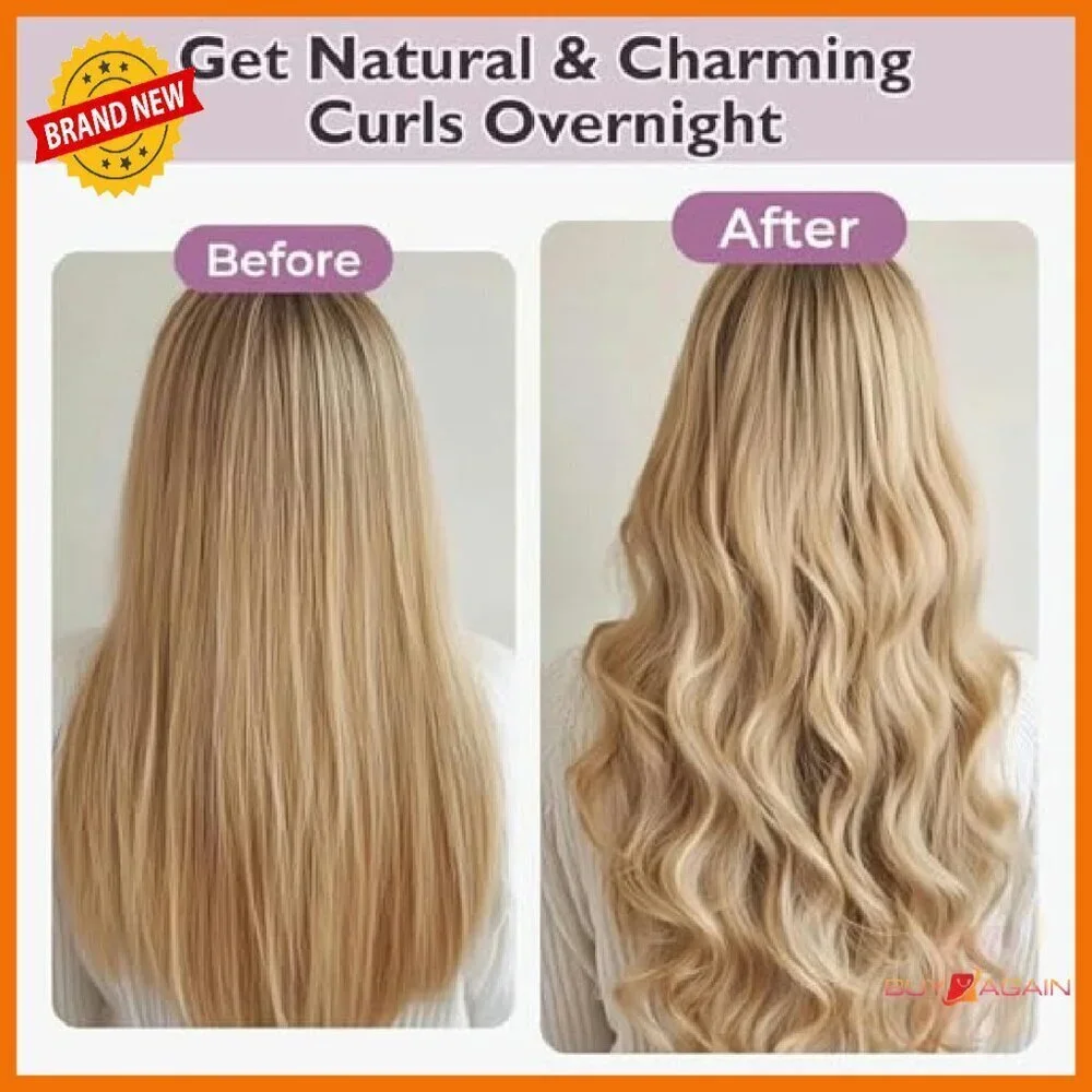 Heatless Overnight Hair Curlers 6-Pack with Satin Scarf No Damage